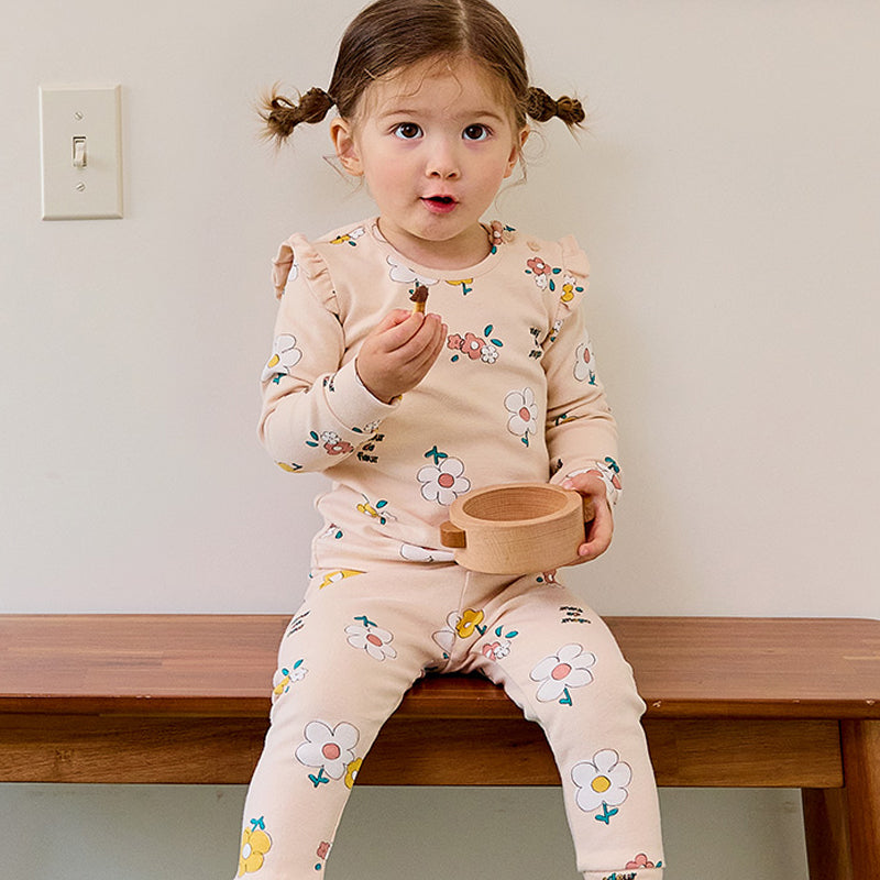 Spandex Brushed Fabric pajamas set-Flower
