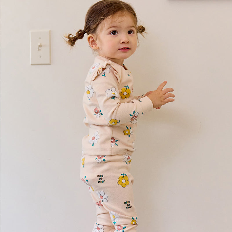 Spandex Brushed Fabric pajamas set-Flower