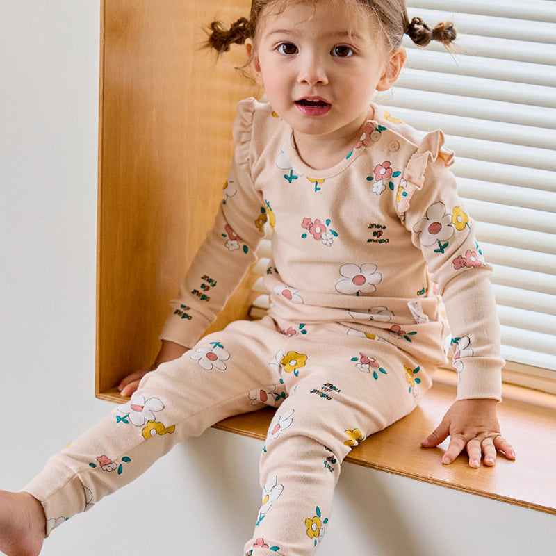 Spandex Brushed Fabric pajamas set-Flower