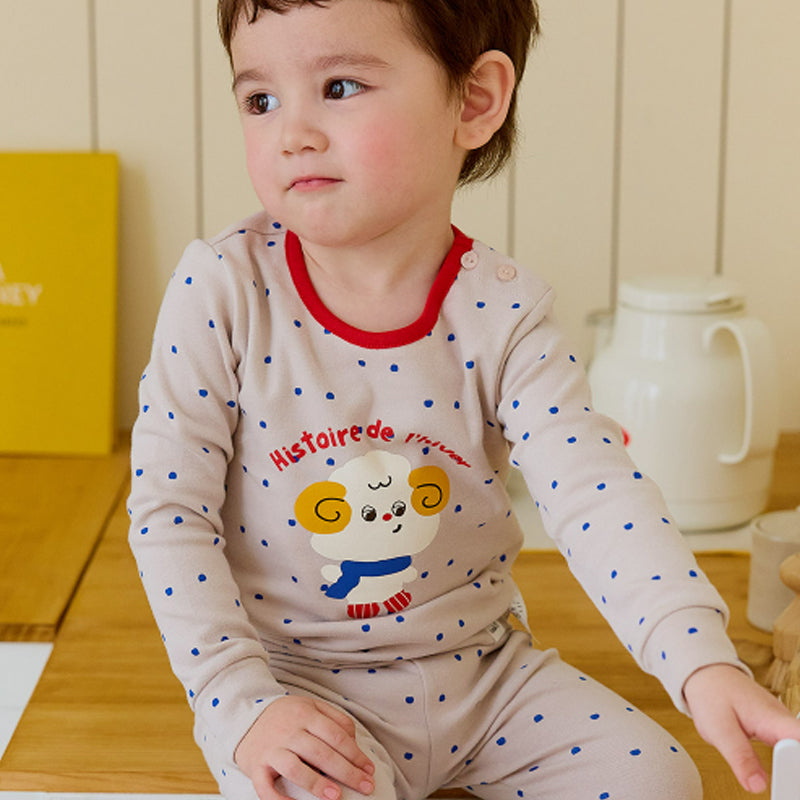 Spandex Brushed Fabric pajamas set-Little Lamb