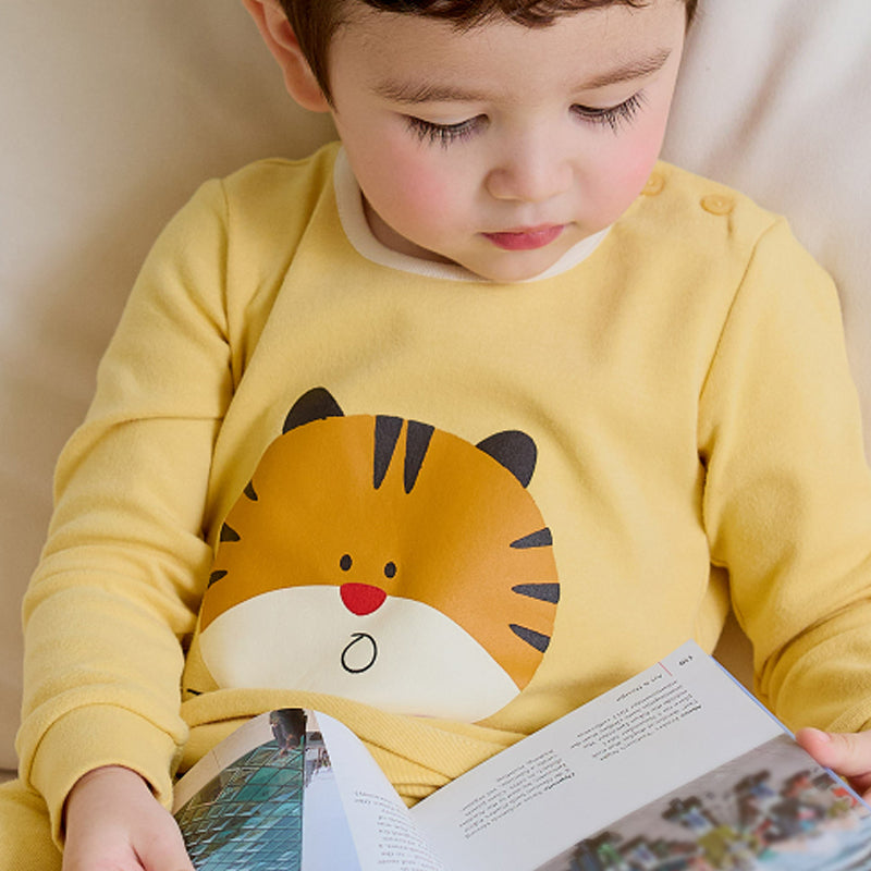 Spandex Brushed Fabric pajamas set-Tiger