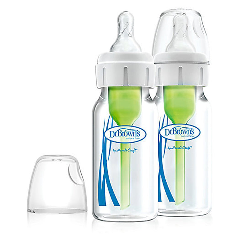 Dr. Brown's Natural Flow Options+ Narrow Glass Baby Bottles 4oz 2-Pack