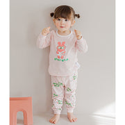 Korean Kids Jacquard Pajamas Set-Curious Bunny