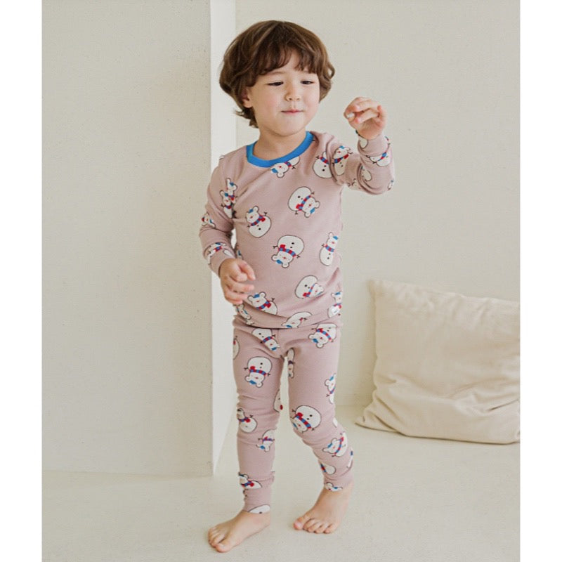 Spandex Brushed Fabric pajamas set-Snow bear