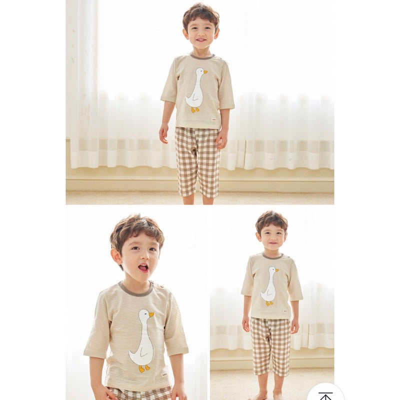 Summer Short Shirt Pajamas Set - Duck