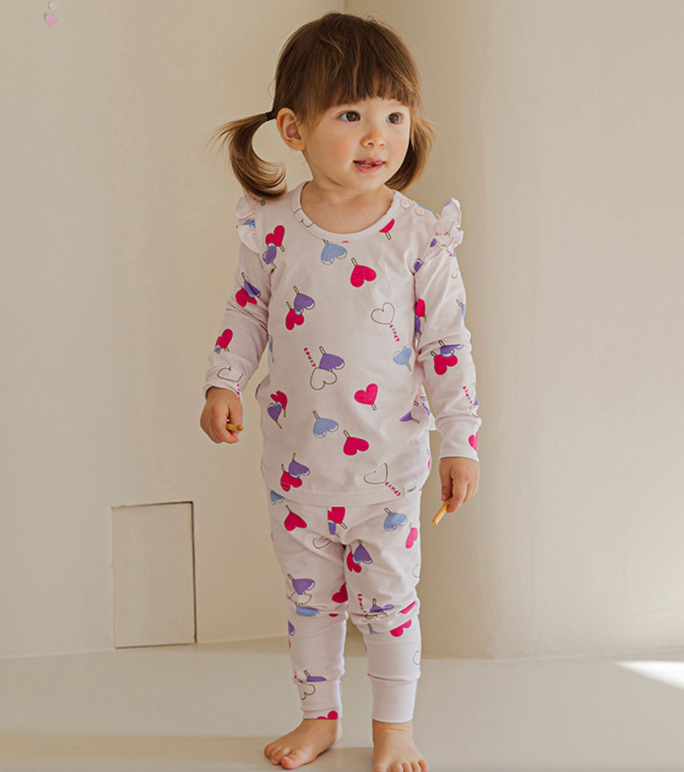 Single Spandex Fabric  Pajamas set-Candy Heart