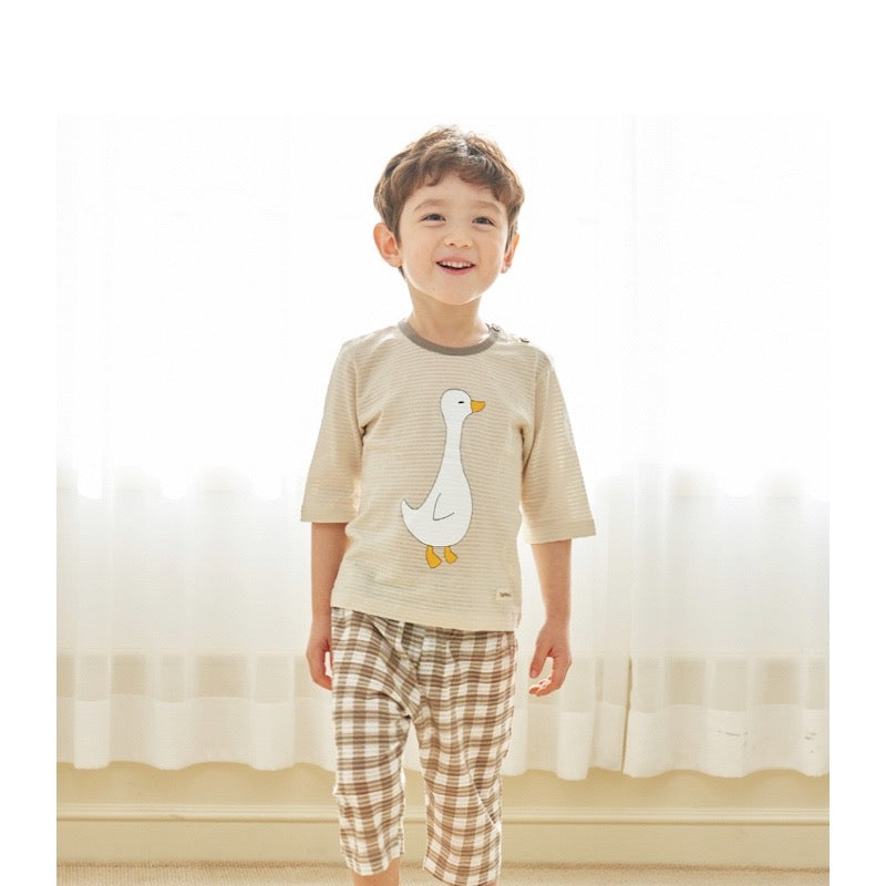 Summer Short Shirt Pajamas Set - Duck