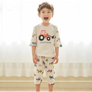 Summer Short Shirt Pajamas Set - Excavator
