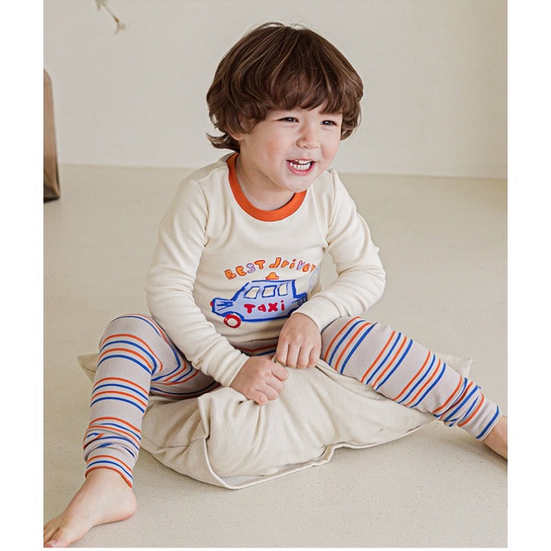 Spandex Brushed Fabric pajamas set-Taxi