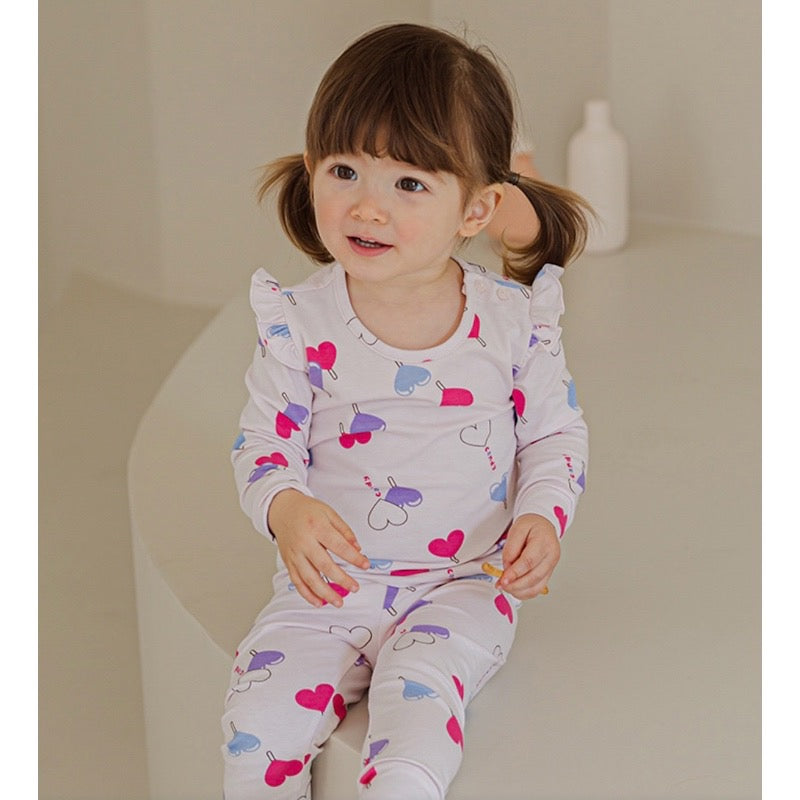 Single Spandex Fabric  Pajamas set-Candy Heart
