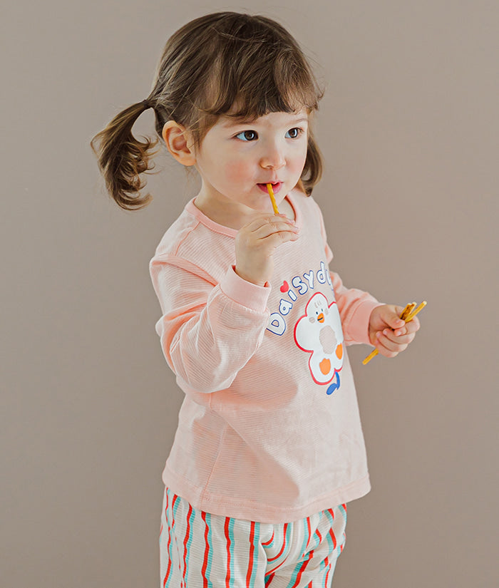 Korean Kids Jacquard Pajamas Set-Daisy duck