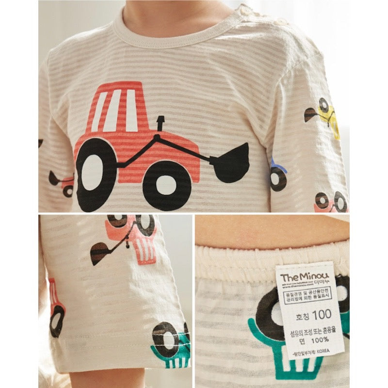 Summer Short Shirt Pajamas Set - Excavator