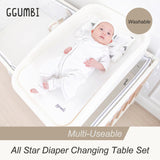 GGUMBI All Star Wood Baby Crib Full Set ( Baby Crib + Mattress + Cushion Guard 3P + Water Proof Pad + Diaper Changing Table Set )