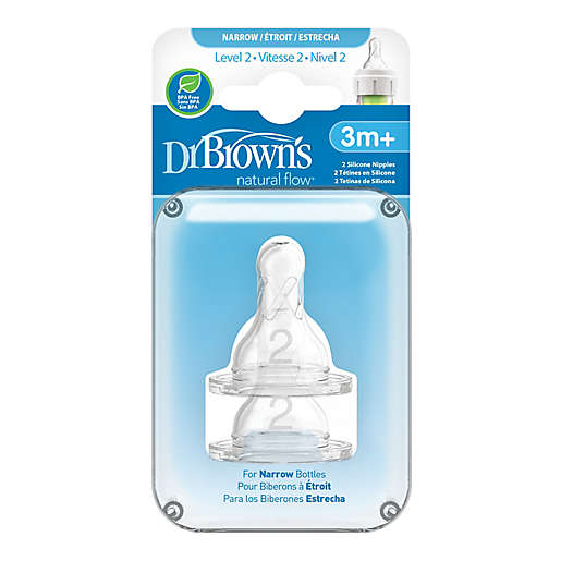 Dr. Brown's Natural Flow Silicone Level 2 Baby Bottle Nipples - 2Pack