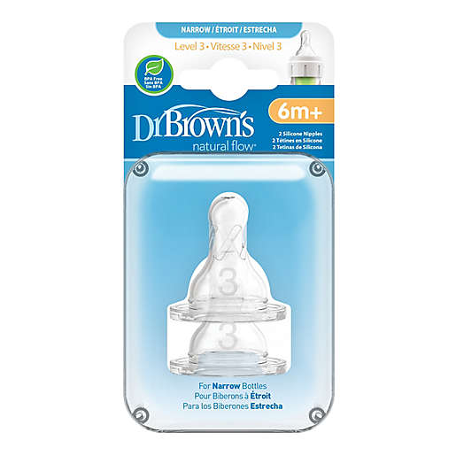 Dr. Brown's Natural Flow Silicone Level 3 Baby Bottle Nipples - 2Pack